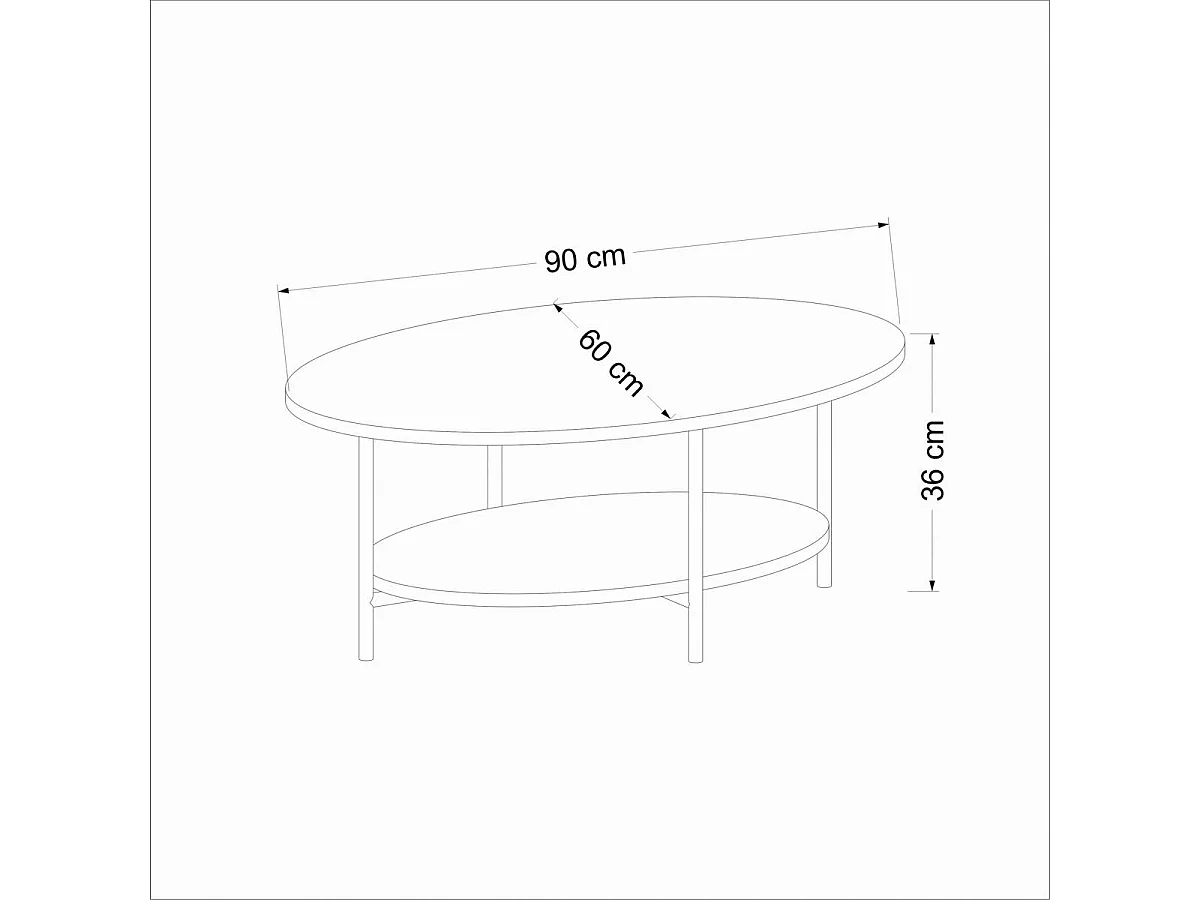 Table basse ovale double plateau effet travertin JENA