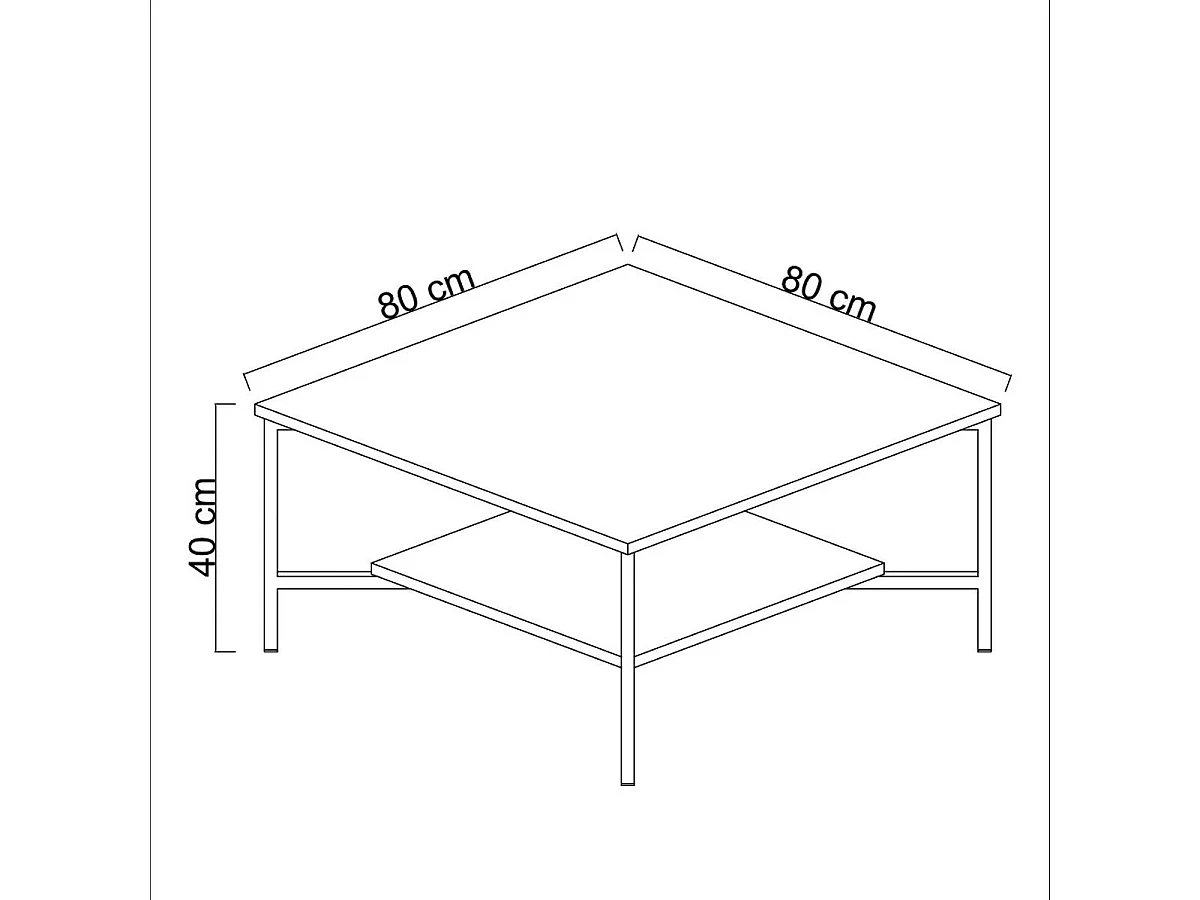 Table basse carrée anthracite, 2 plateaux pieds noirs JENA