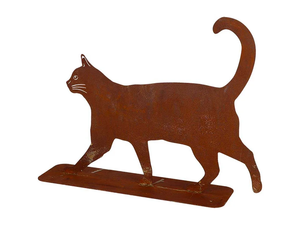 Animal de compagnie décoratif en métal rouillé Chat qui marche