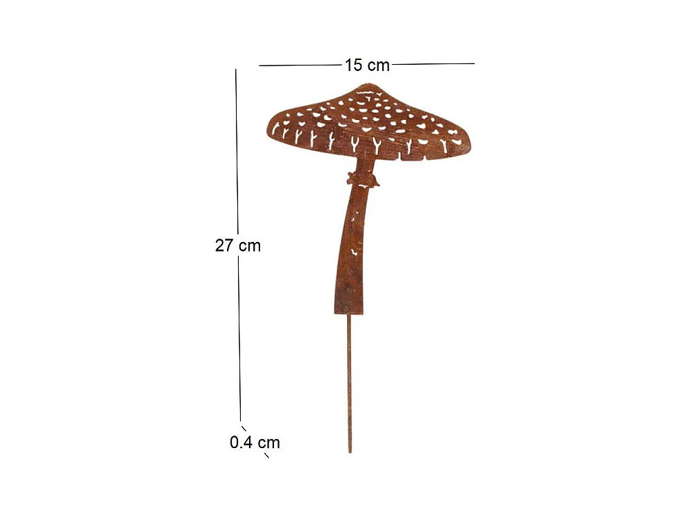 Champignon en métal rouillé sur pic Champignon parasol
