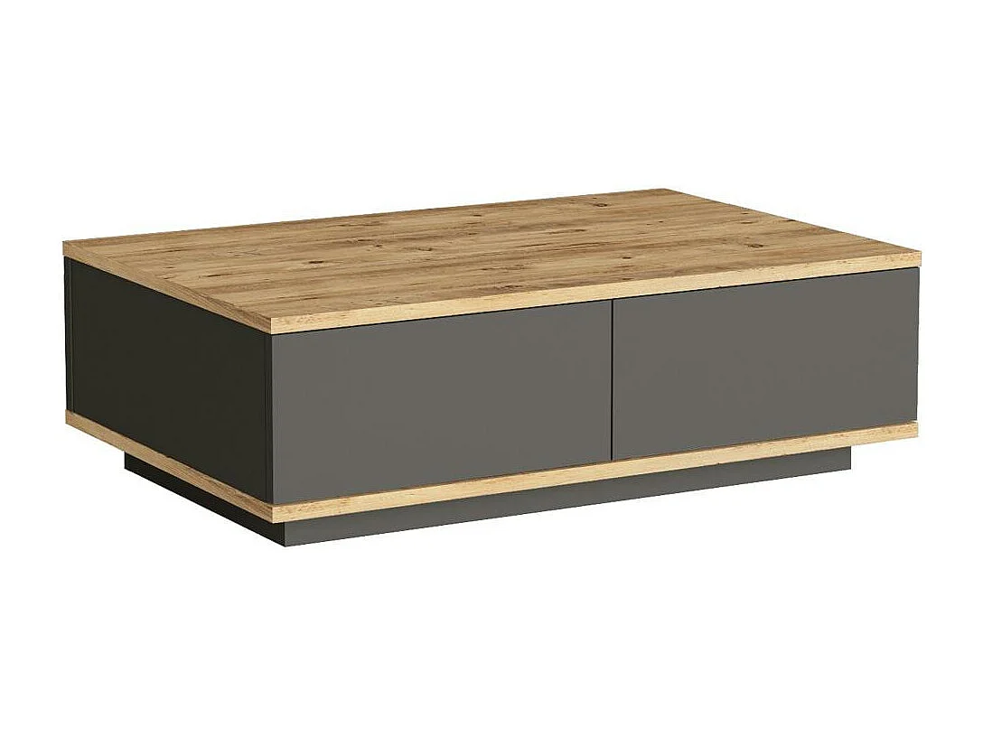 Table basse moderne, 2 rangements gris fermés MARFA