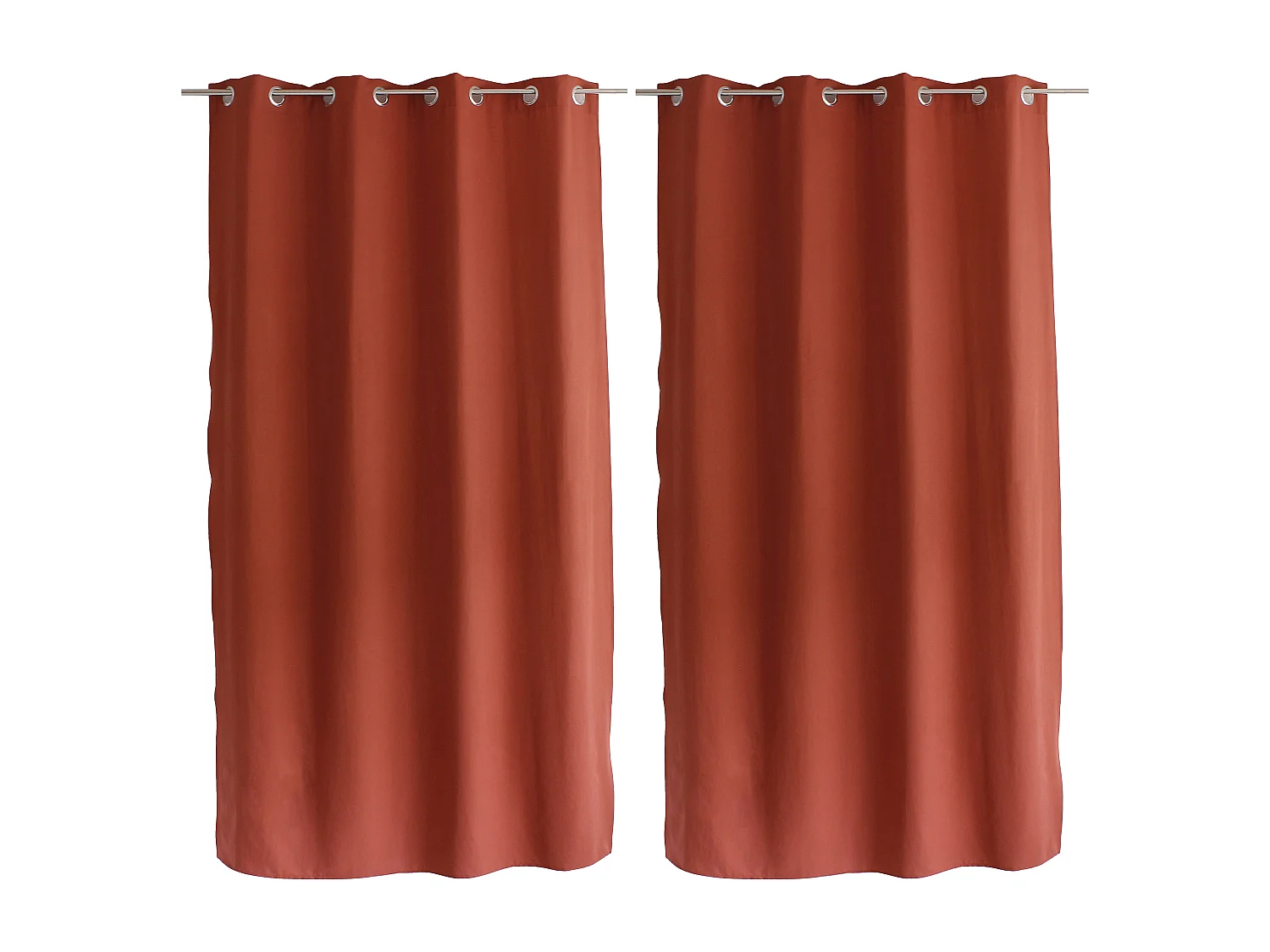 Lot de 2 rideaux avec œillets, terre cuite, 140x240cm, 100% polyester, Collection ZOE