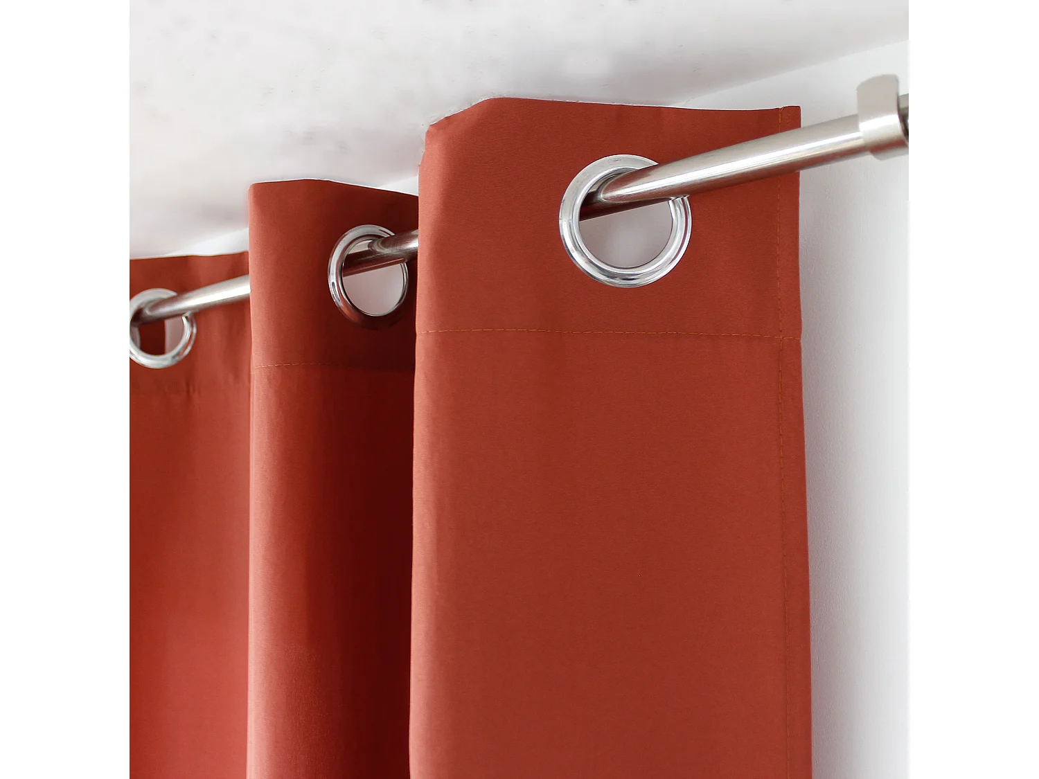 Lot de 2 rideaux avec œillets, terre cuite, 140x240cm, 100% polyester, Collection ZOE