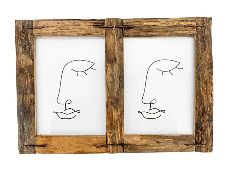 Cadre photo 2 vues en bois recyclé – Rustique et naturel