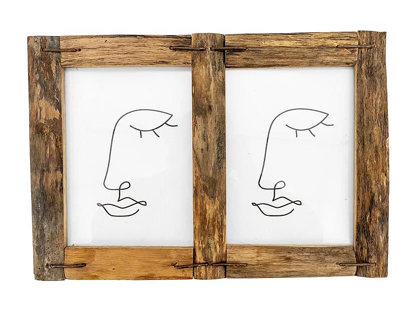 Cadre photo 2 vues en bois recyclé – Rustique et naturel