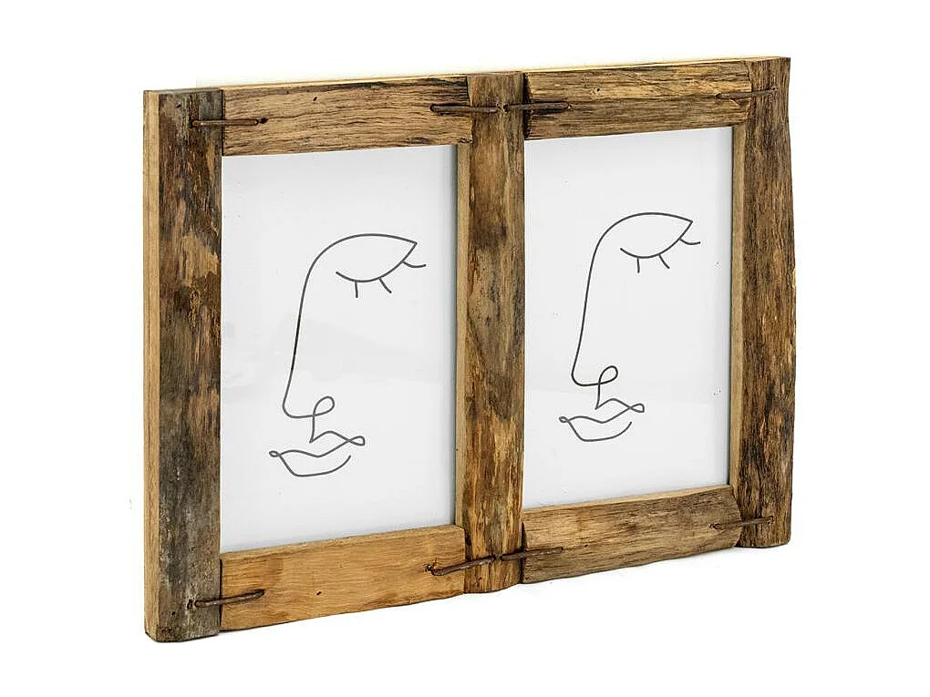 Cadre photo 2 vues en bois recyclé – Rustique et naturel