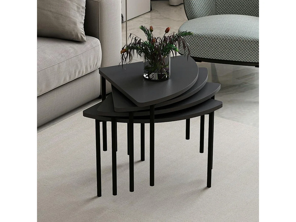 Table basse gigogne petit espace, finition anthracite JENA