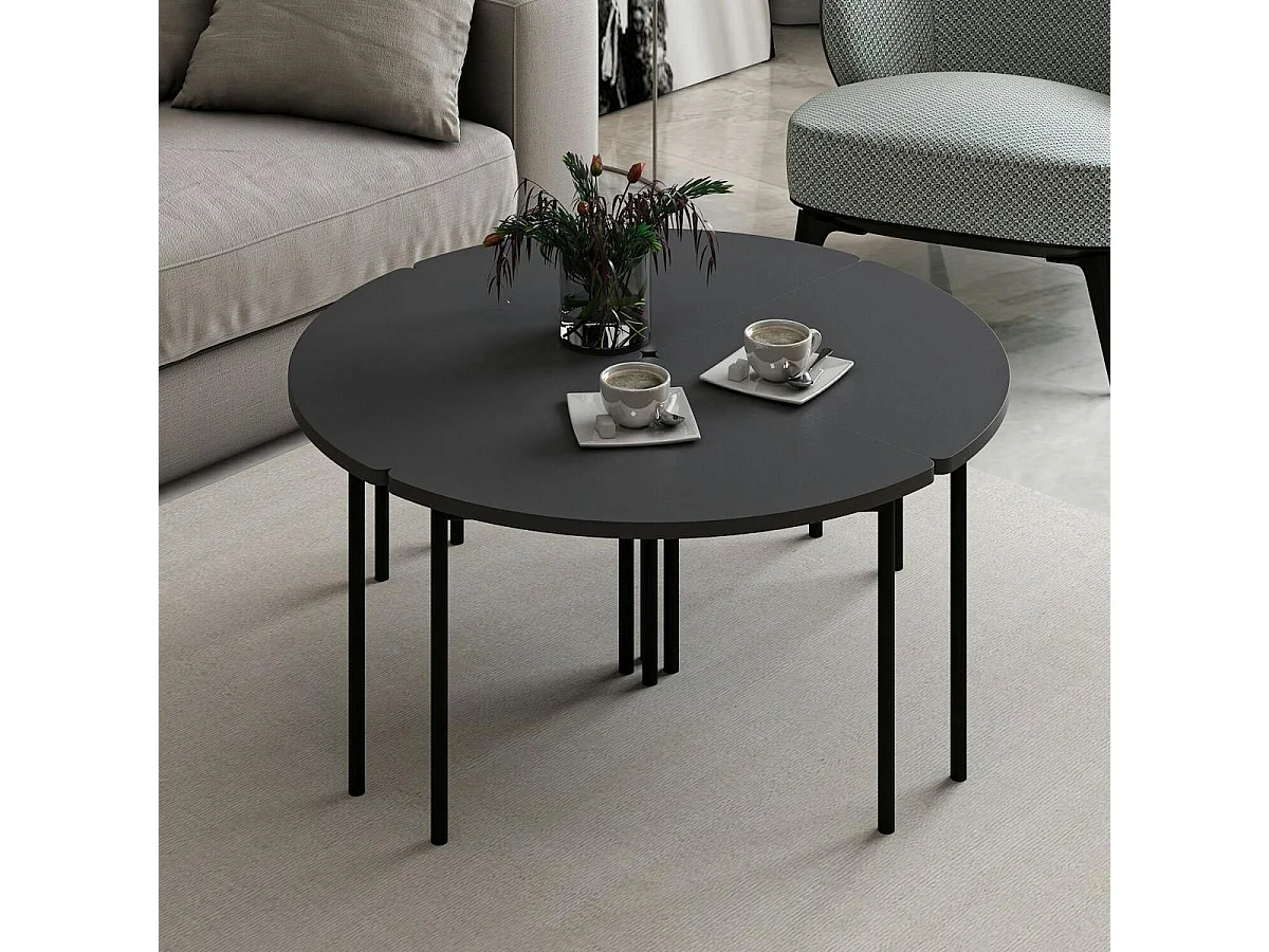 Table basse gigogne petit espace, finition anthracite JENA