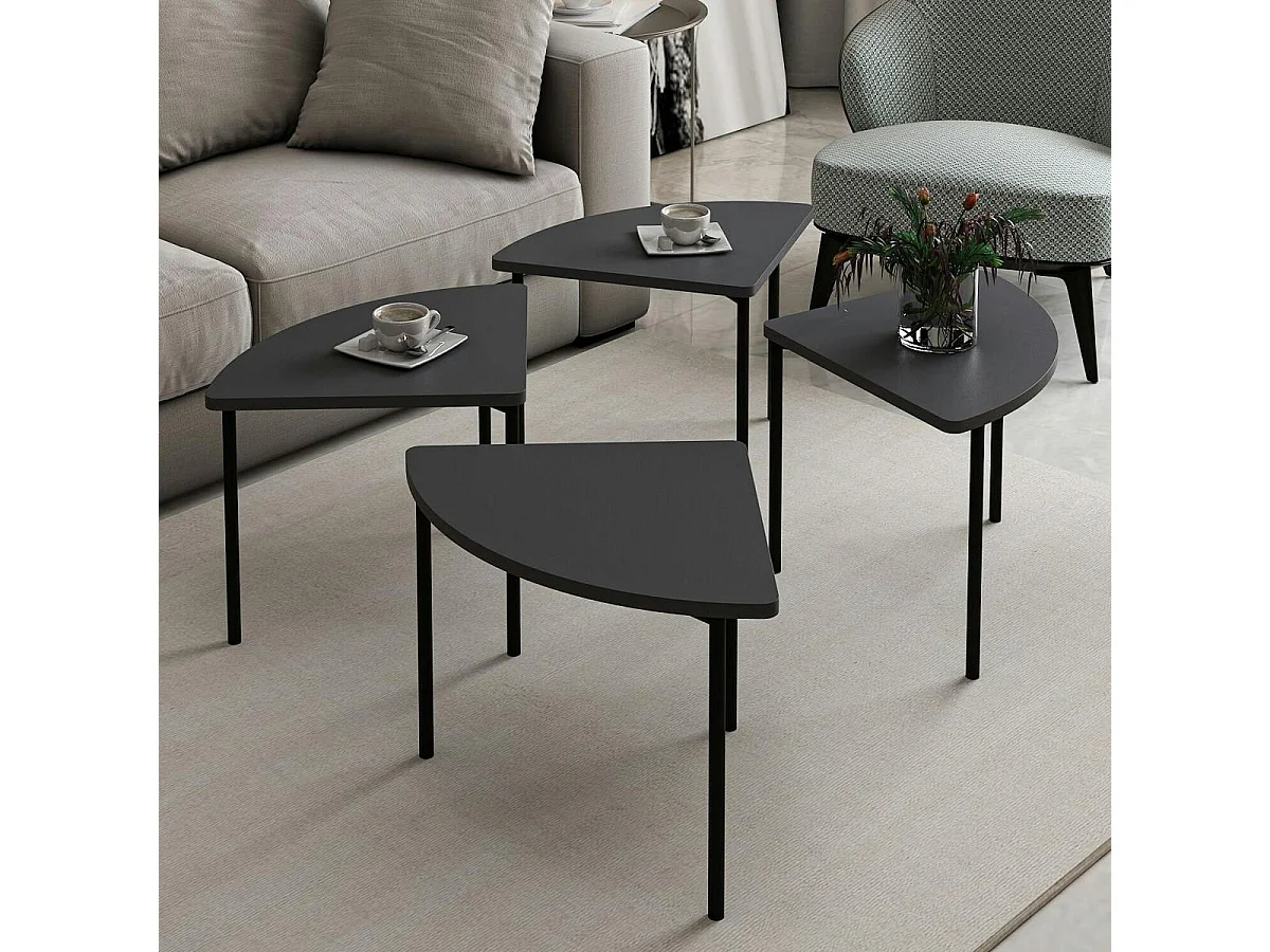 Table basse gigogne petit espace, finition anthracite JENA