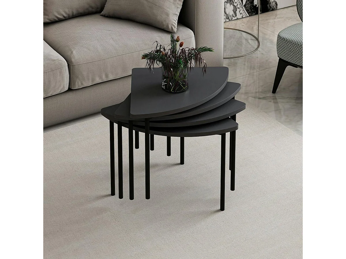 Table basse gigogne petit espace, finition anthracite JENA