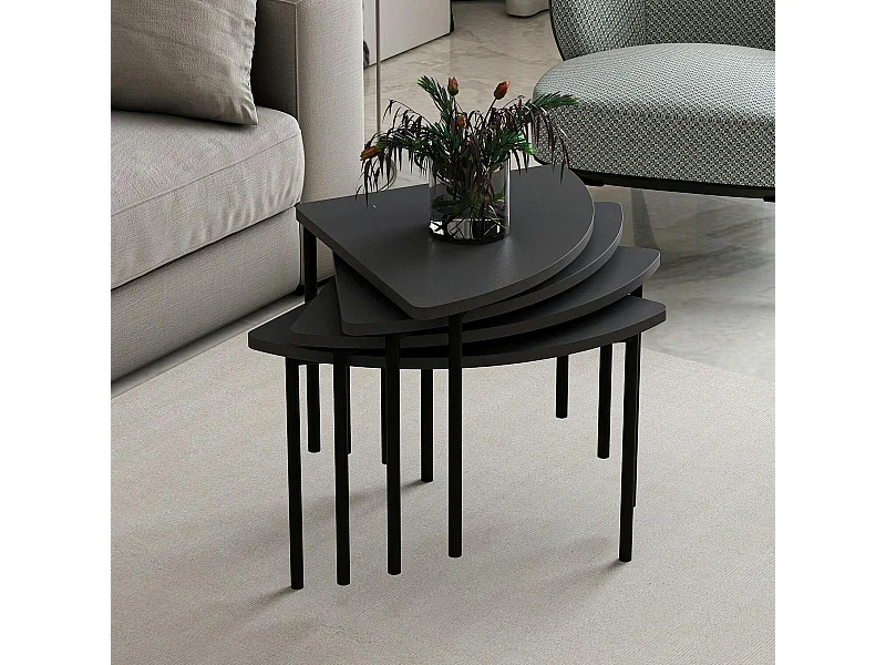 Table basse gigogne petit espace, finition anthracite JENA