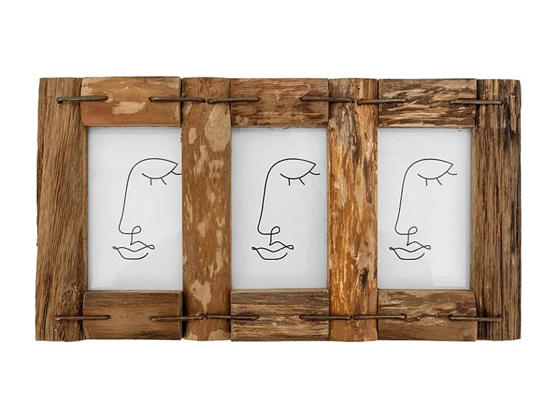 Cadre photo 3 vues en bois recyclé – Rustique et naturel