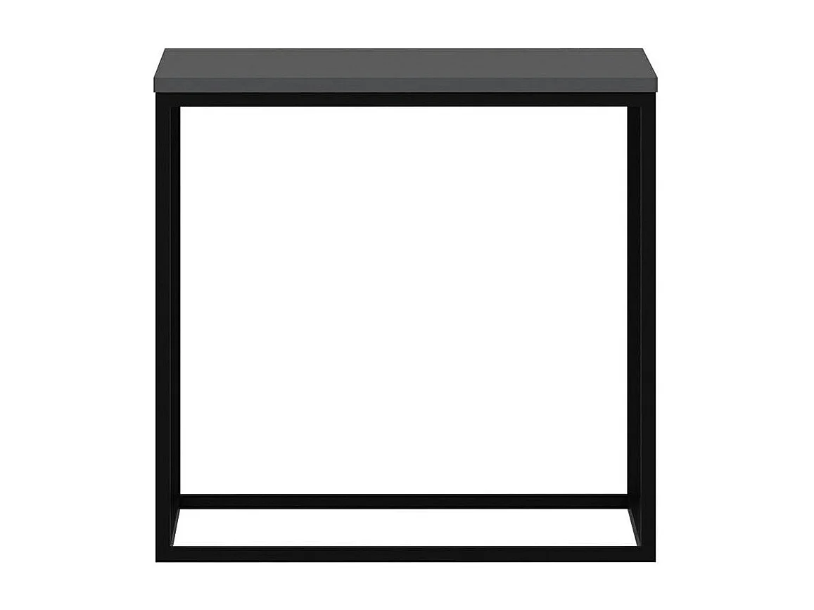 Bout de canapé cube, plateau gris foncé pieds métal JENA