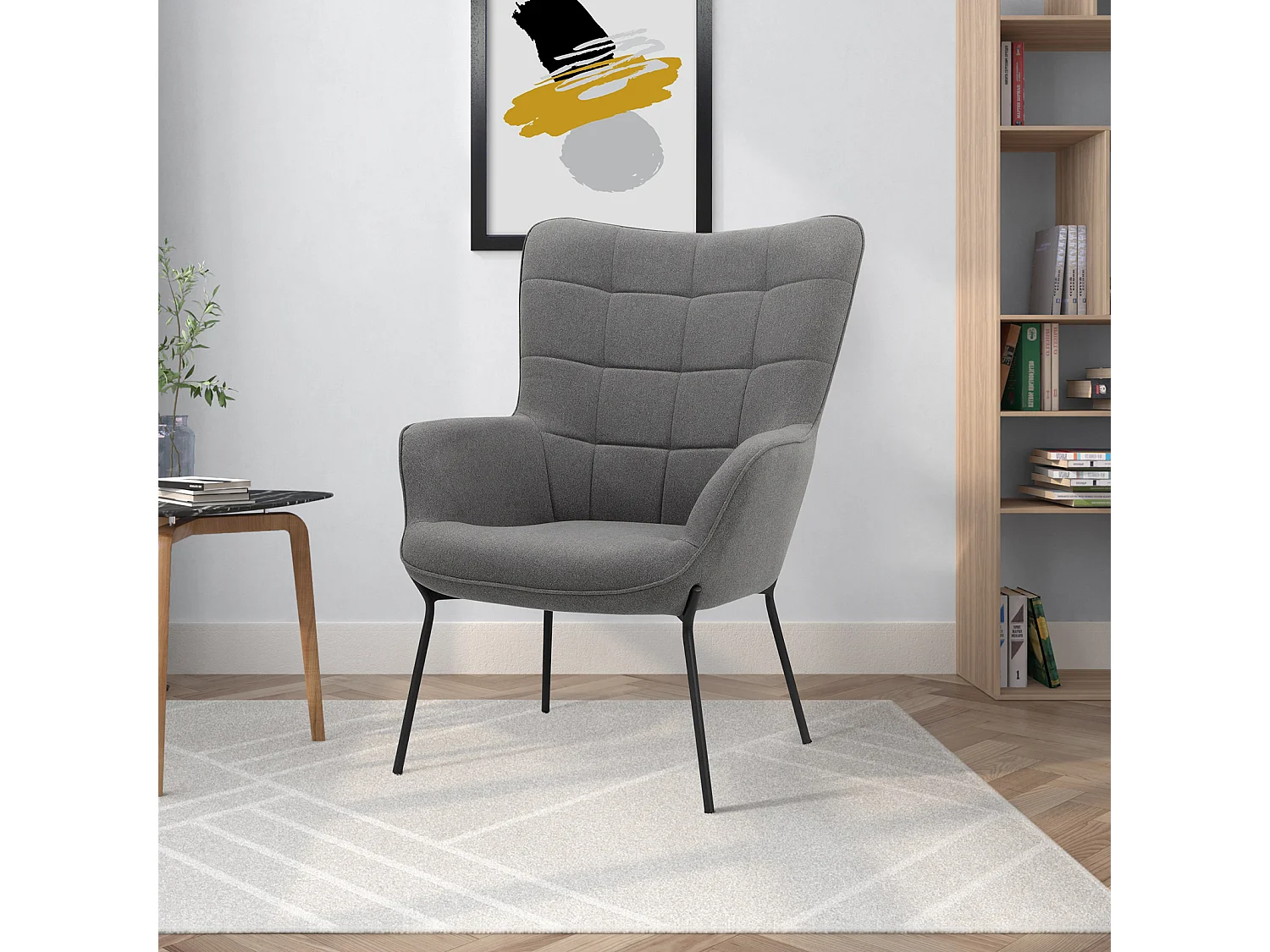 Boris|Fauteuil en velours anthracite