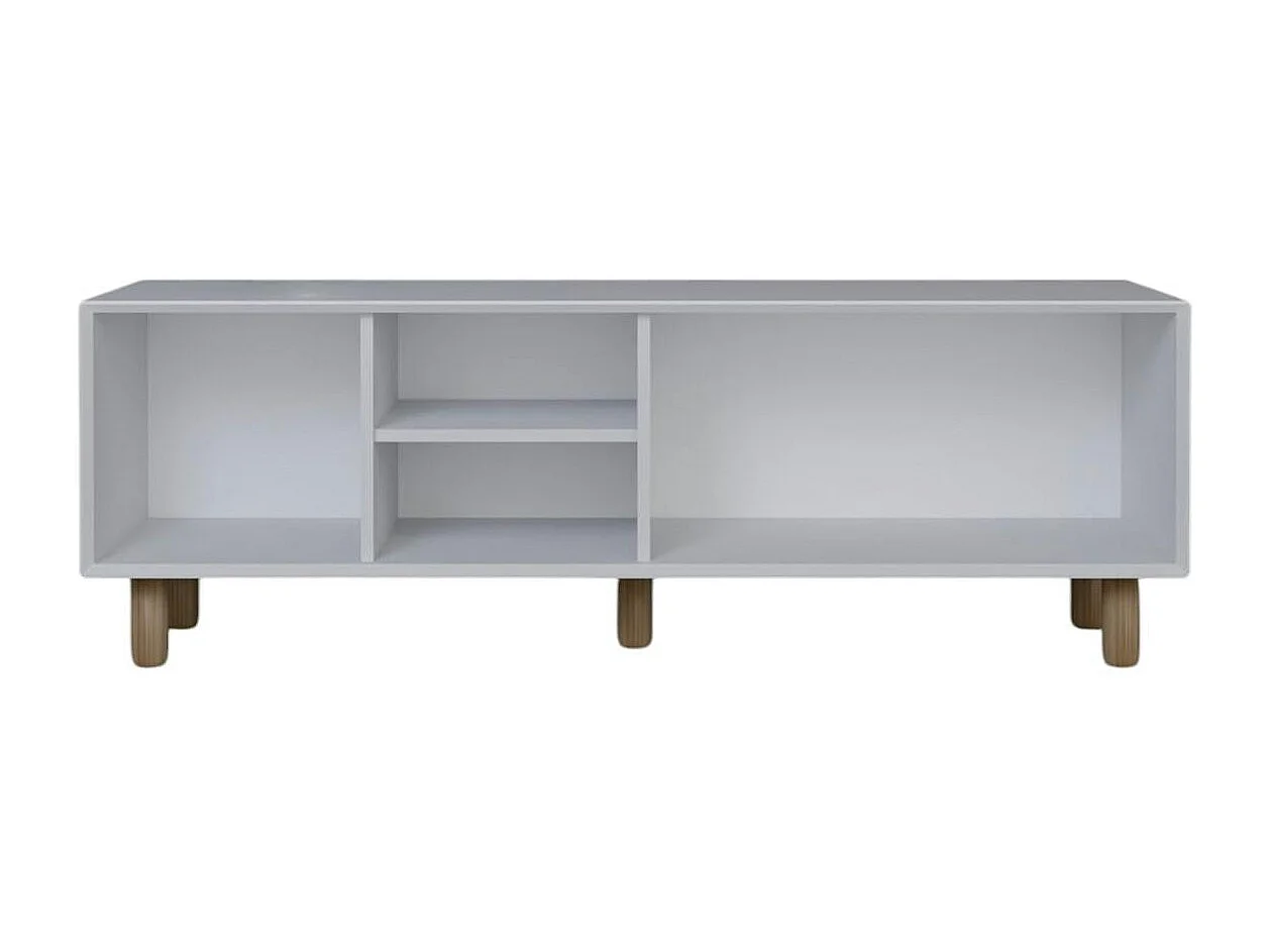 Meuble TV blanc avec cannage, 3 portes VAREN