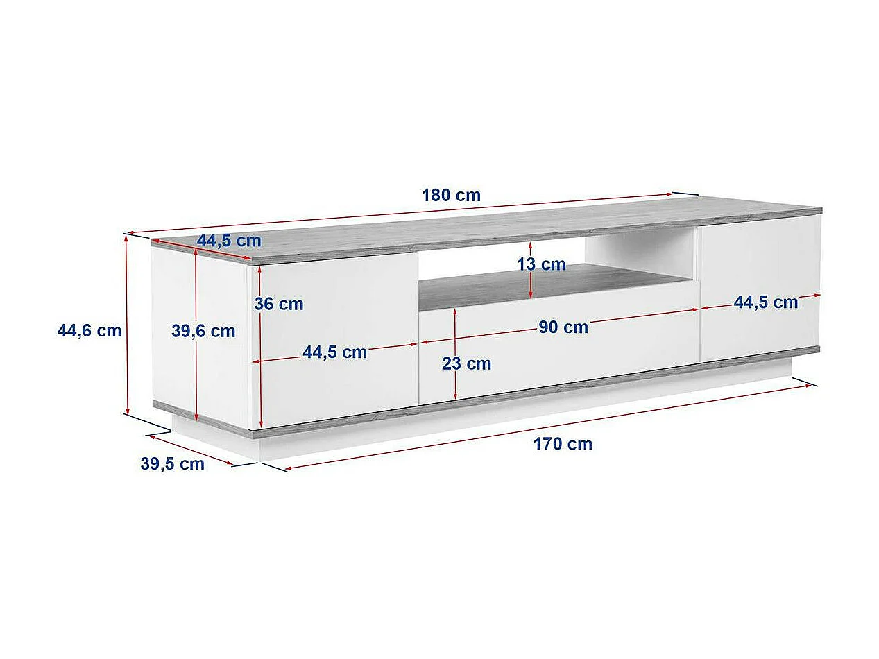 Meuble TV moderne 3 portes gris foncé et effet pin MARFA