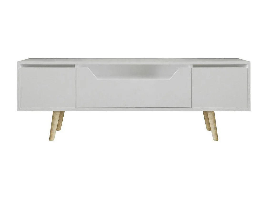 Meuble TV blanc moderne, 3 portes 150 cm MARFA