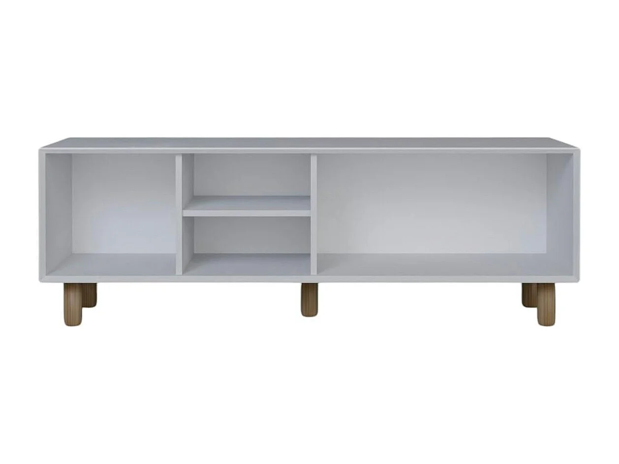 Meuble TV blanc, 3 portes à cadre et 2 niches VAREN