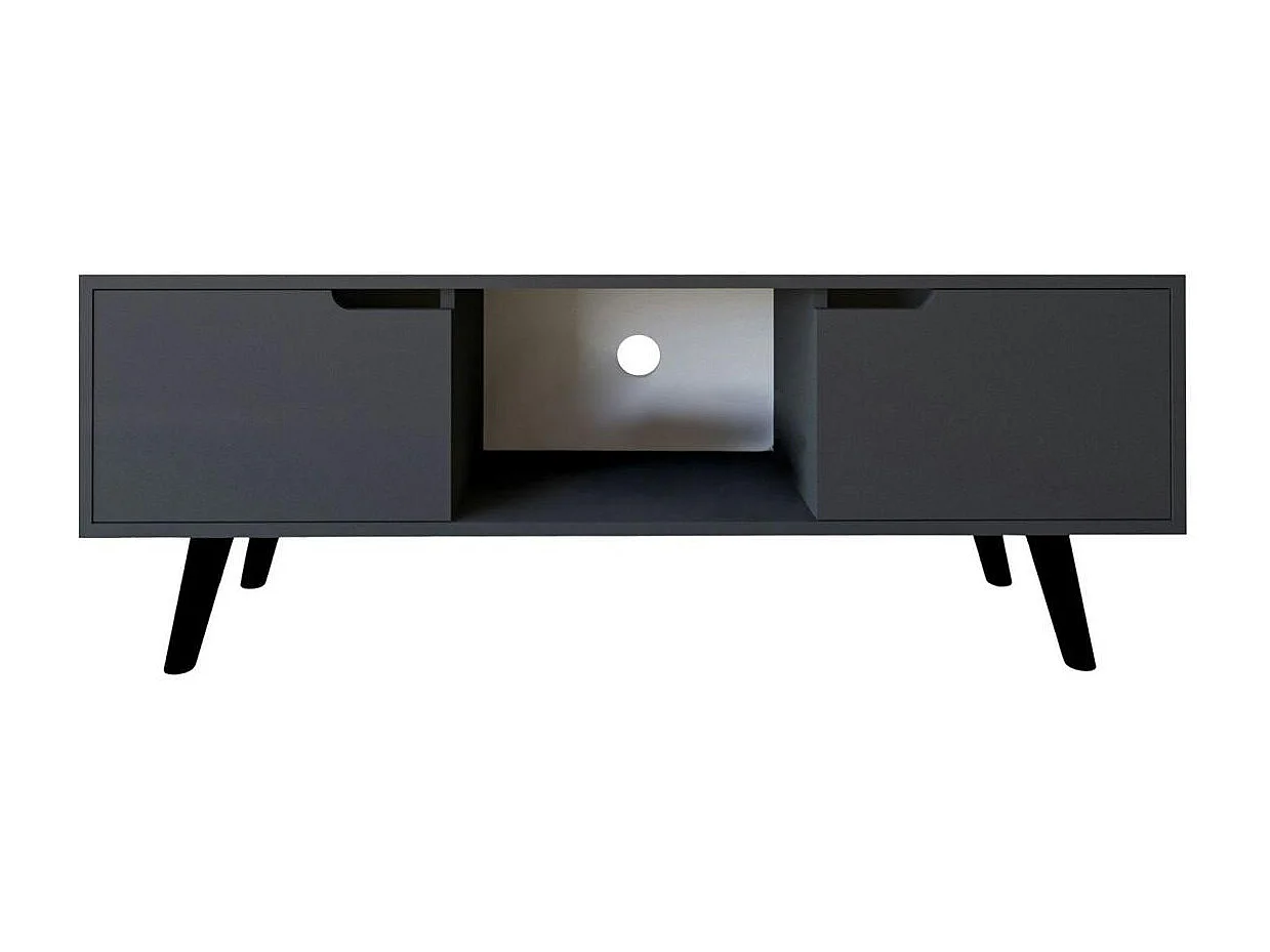 Petit meuble TV 2 portes anthracite poignées intégrées MARFA