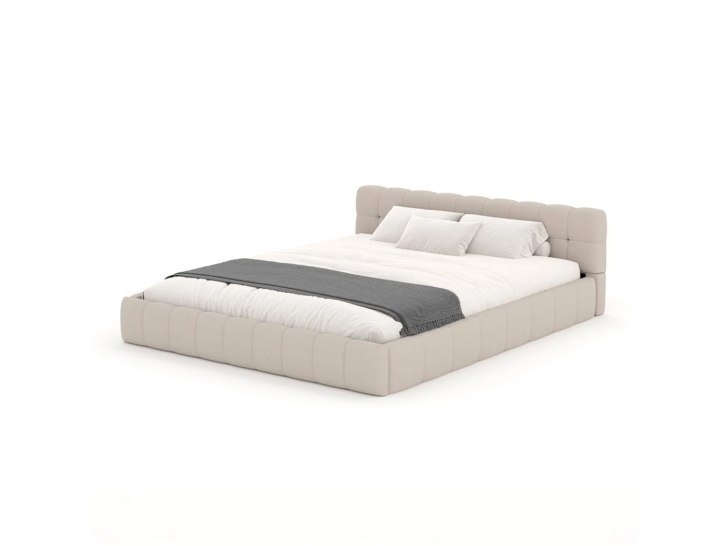 Lit nuage 140x190cm en velours beige KANSAS