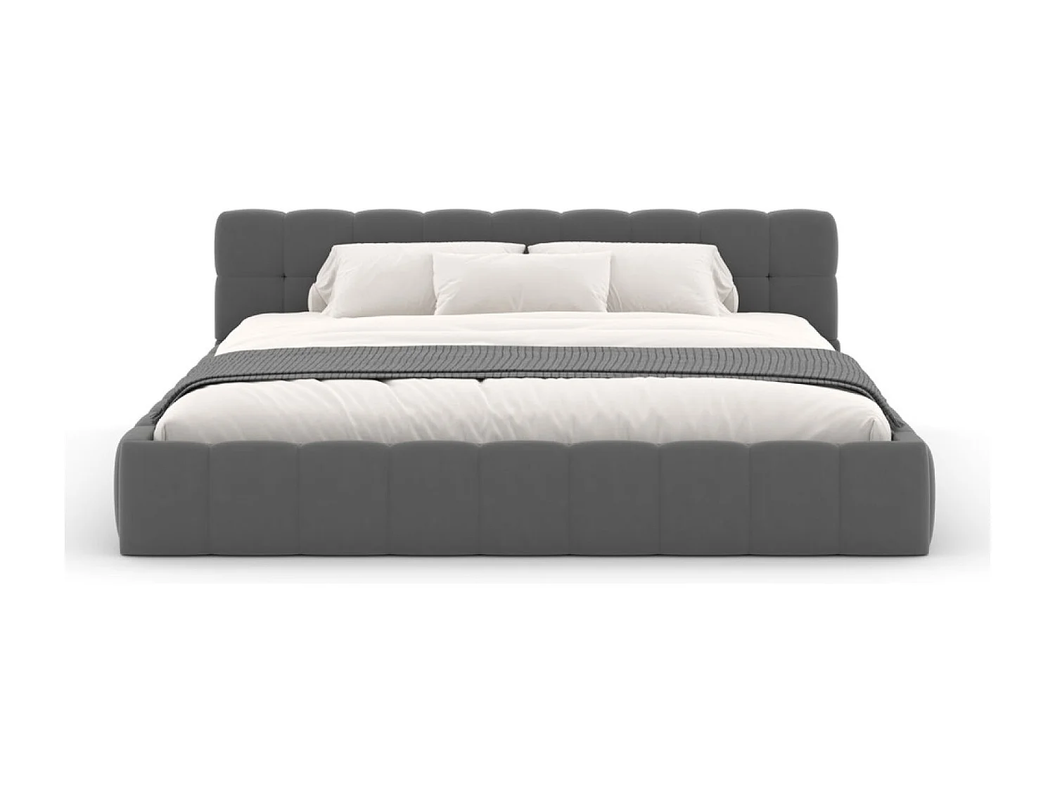 Lit nuage 140x190cm en velours gris KANSAS