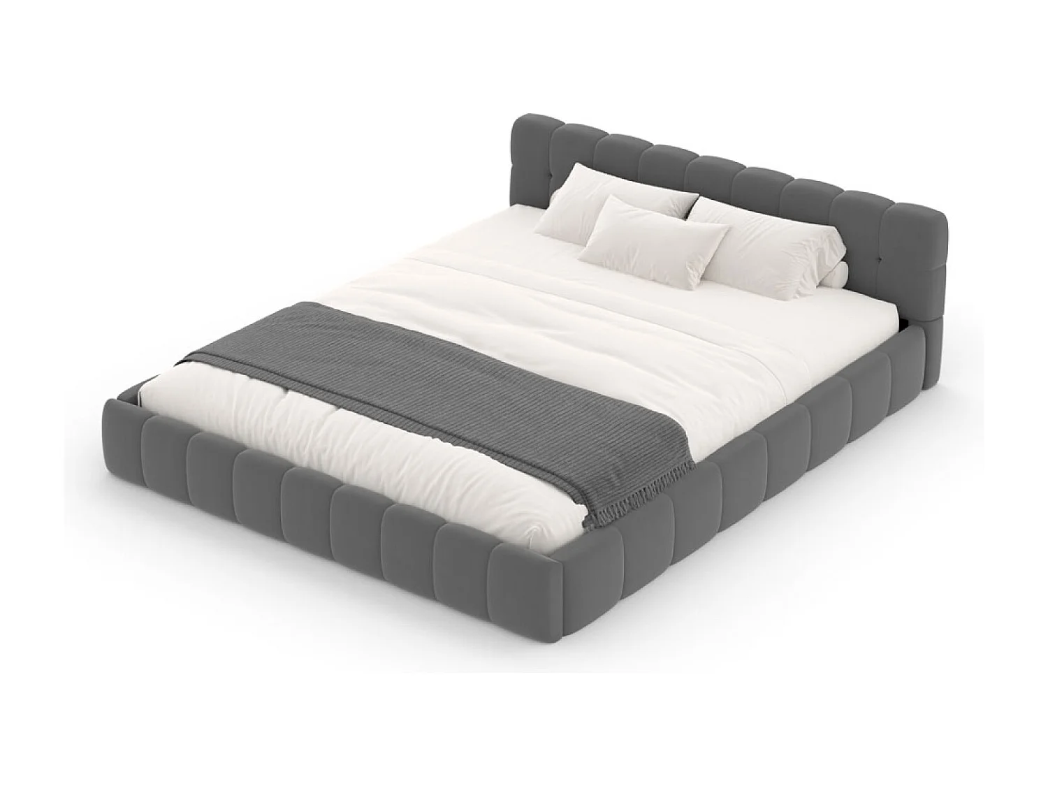 Lit nuage 140x190cm en velours gris KANSAS