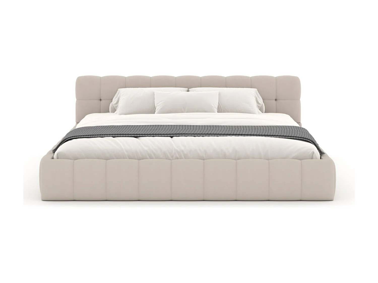 Lit nuage 160x200cm en velours beige KANSAS