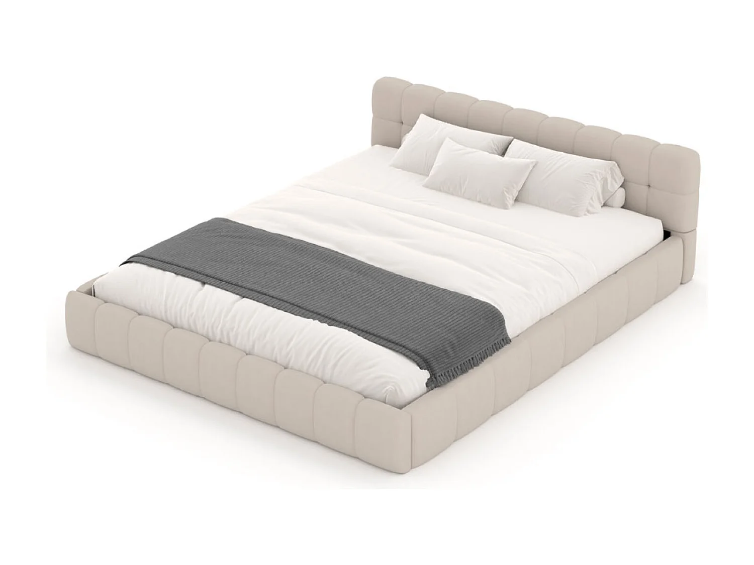 Lit nuage 160x200cm en velours beige KANSAS