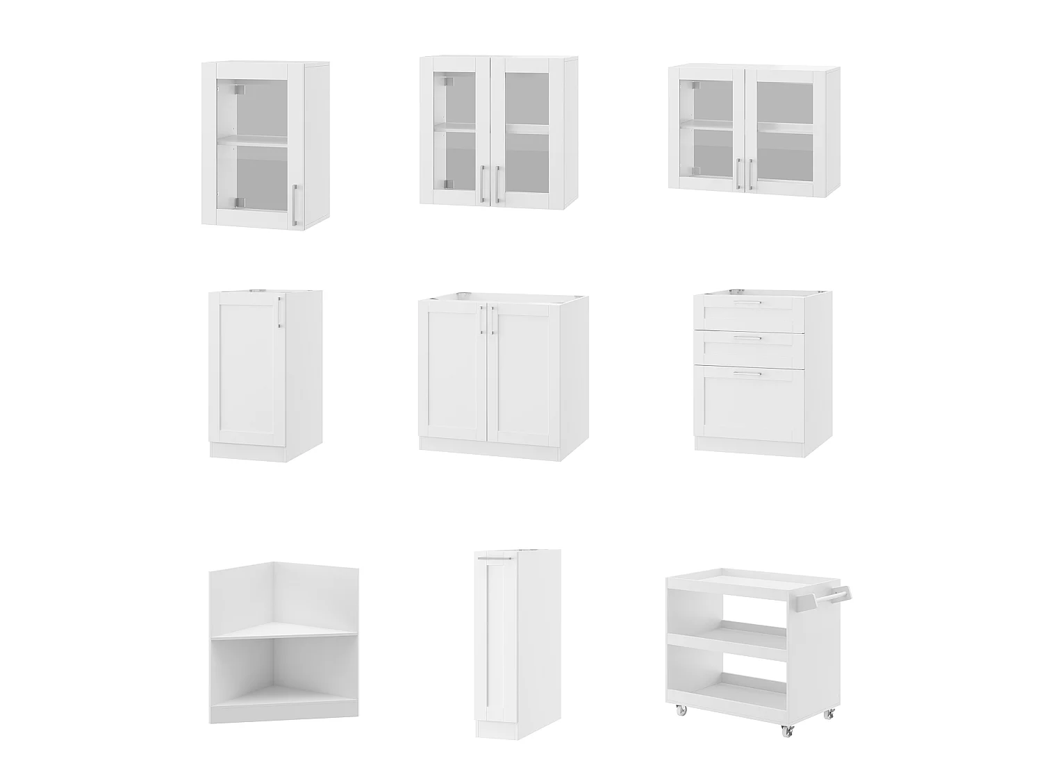 Cuisine Complète d’angle Sans plan de travail, 13 éléments ,300x133, Blanc