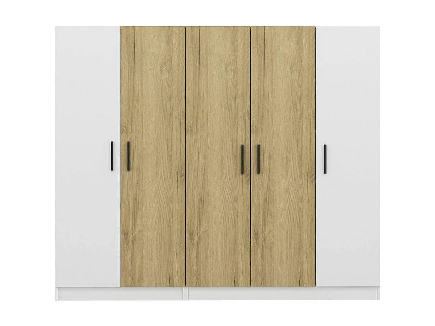 Armoire penderie blanche, 3 portes effet bois 3 portants BYRON