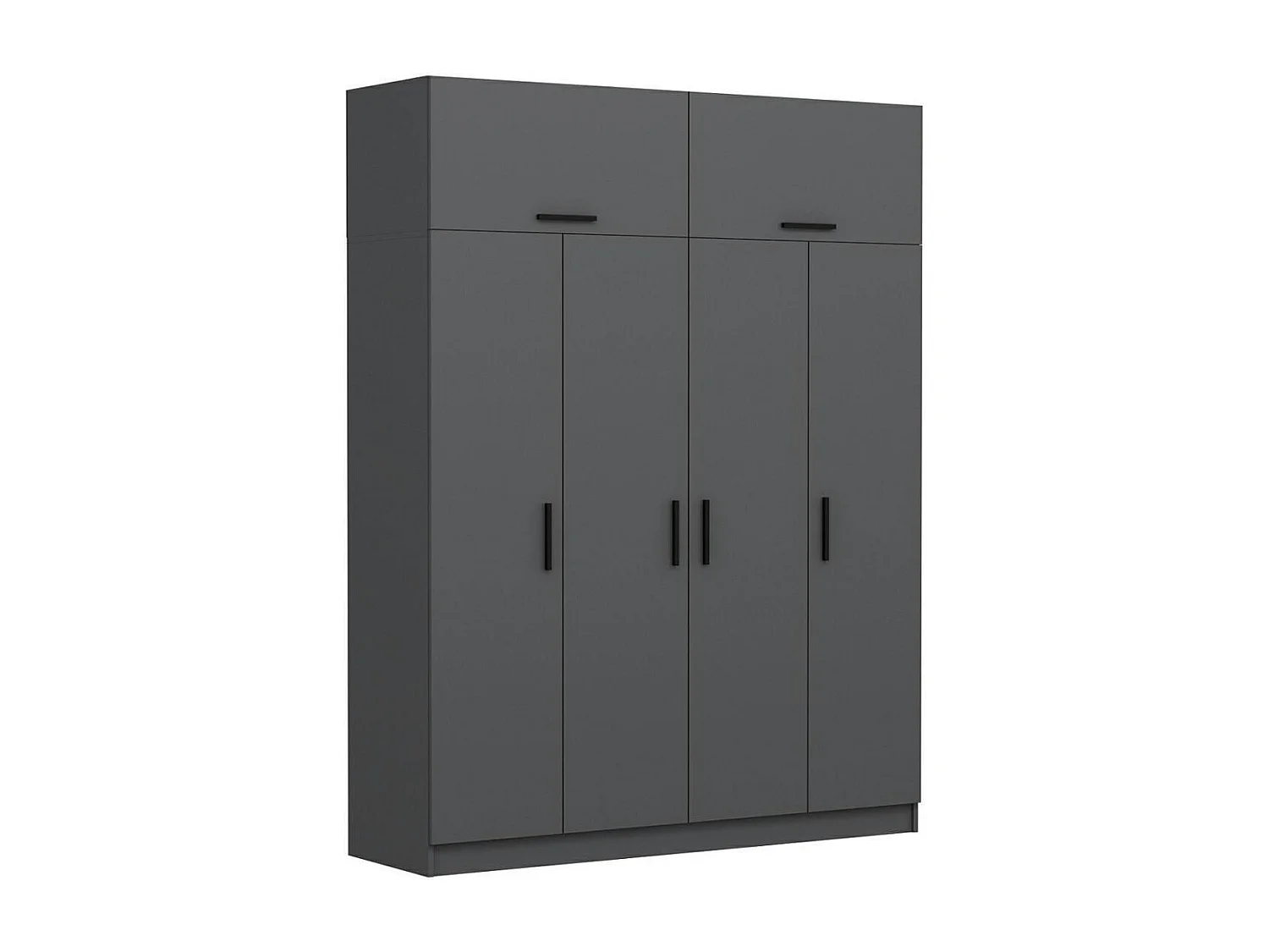 Armoire penderie grise 6 portes, 1 portant 2 tiroirs BYRON