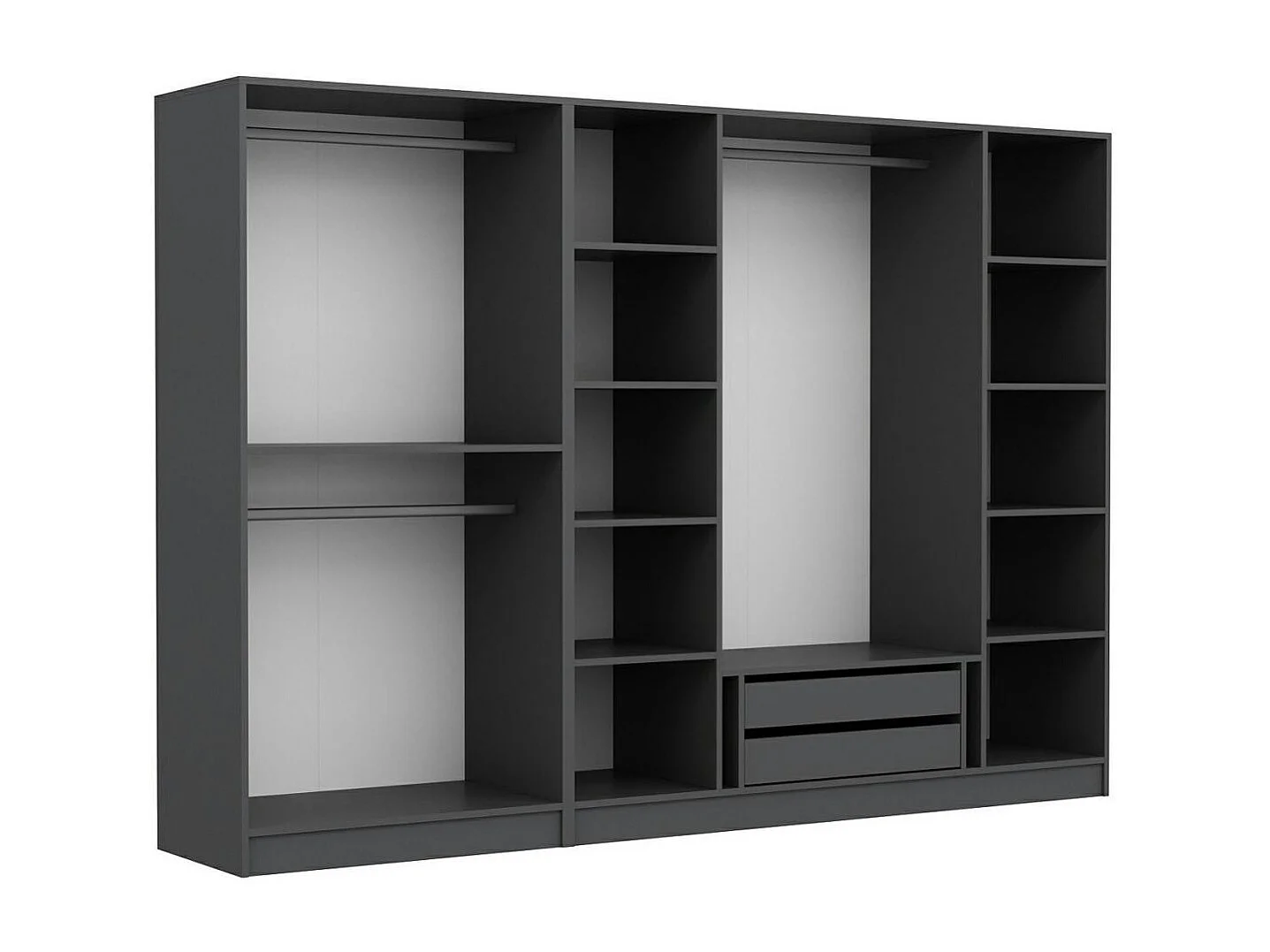 Armoire dressing ouvert anthracite, 3 portants BYRON