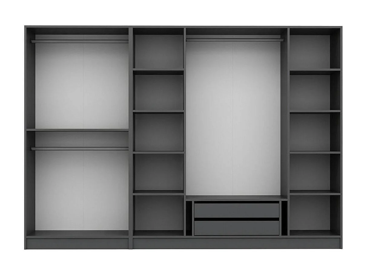 Armoire dressing ouvert anthracite, 3 portants BYRON