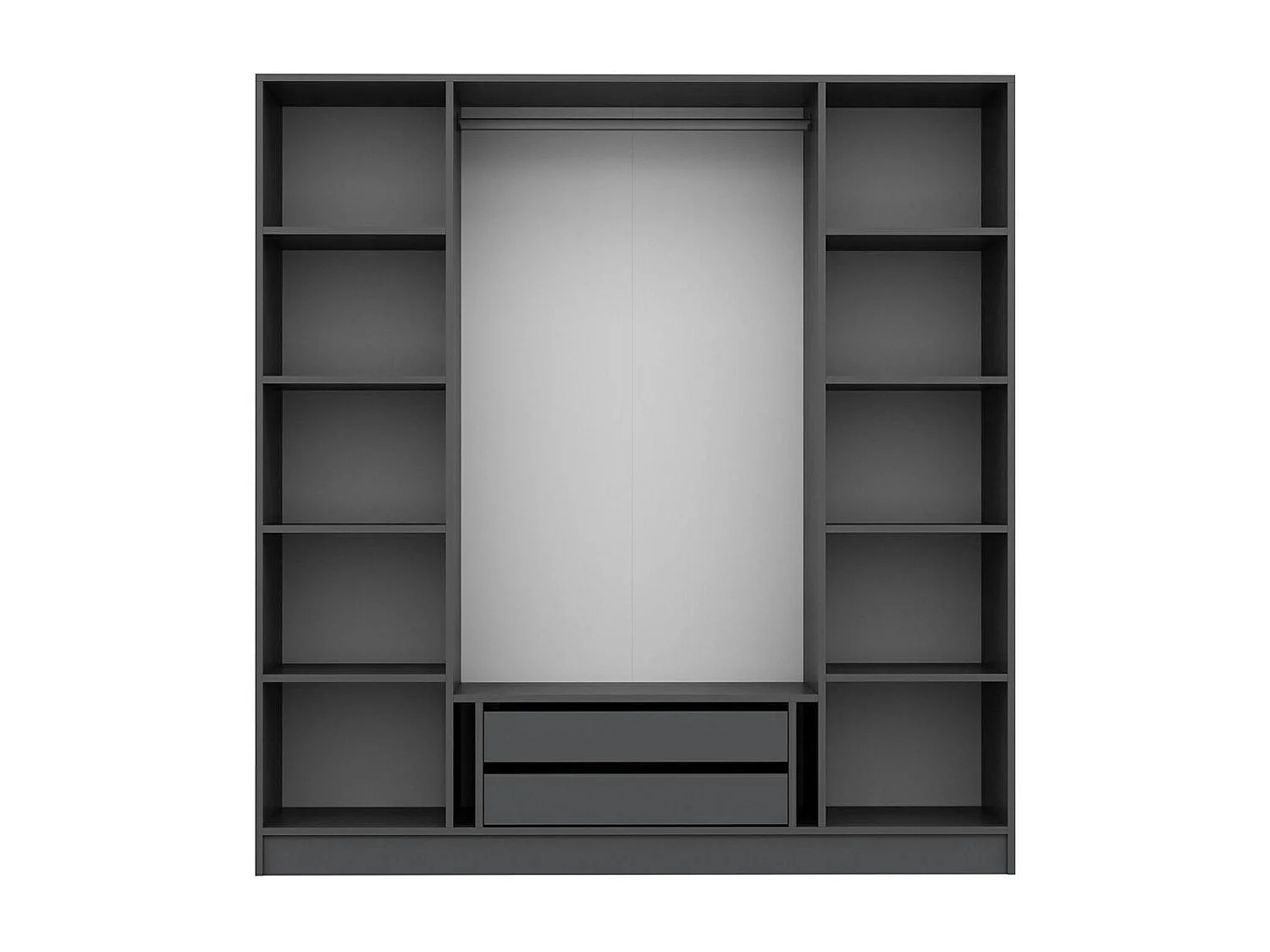 Armoire penderie grise 2 portes rainurées 2 vitrées BYRON