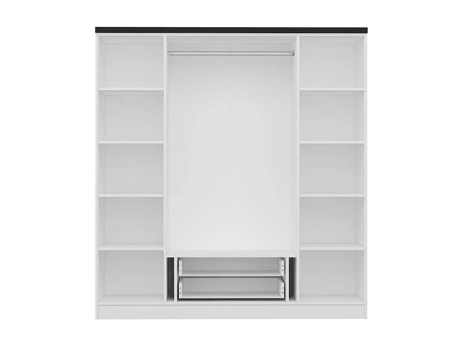 Armoire penderie blanche 4 portes poignées noires BYRON