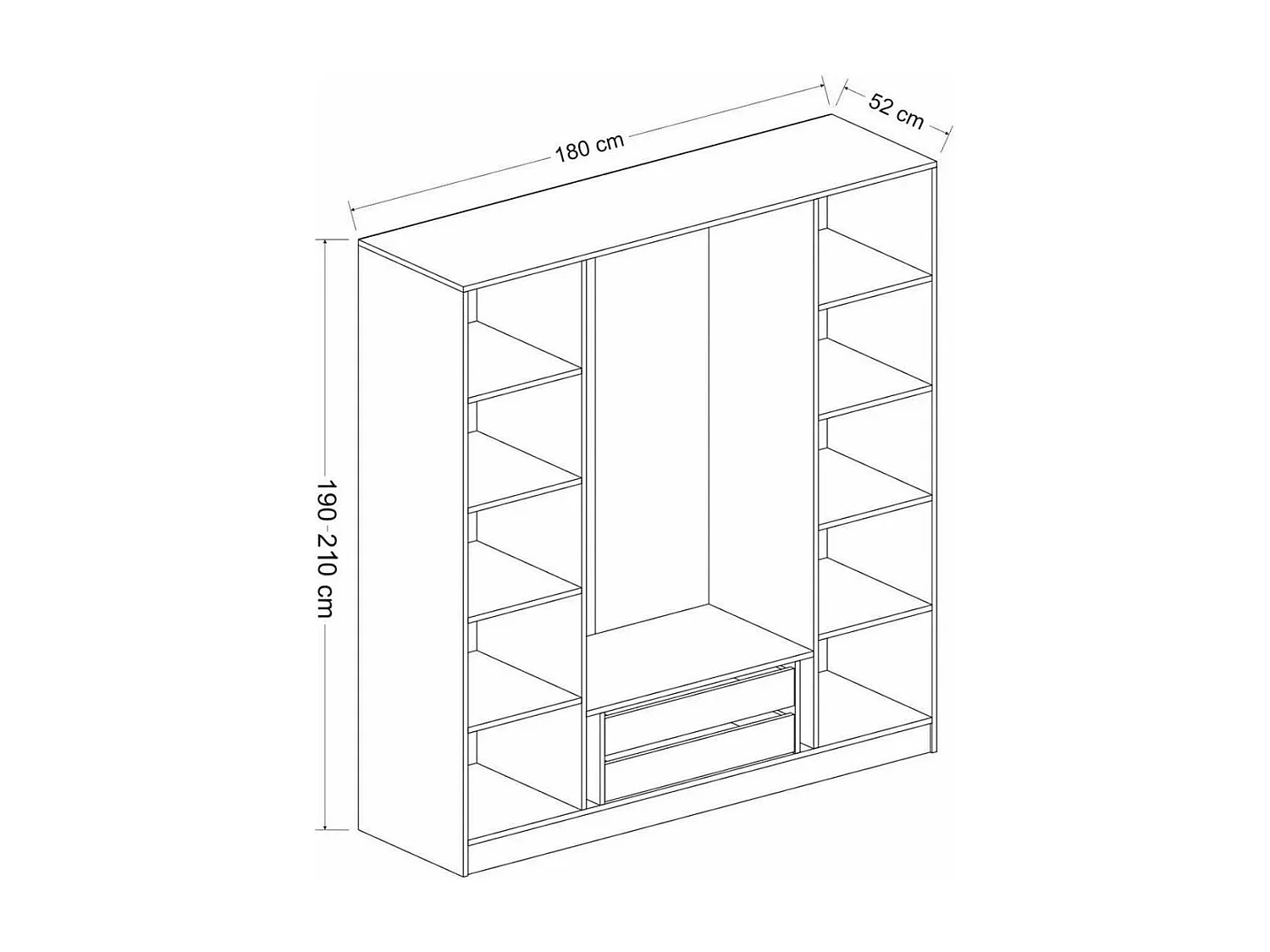 Armoire penderie blanche 4 portes poignées noires BYRON