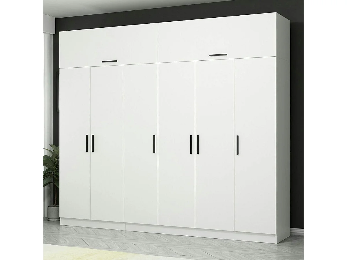 Armoire penderie blanche, 8 portes 3 portants BYRON