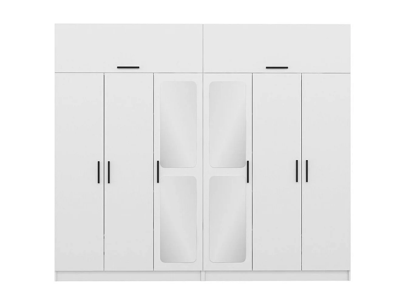 Armoire penderie blanche, 8 portes 4 miroirs BYRON