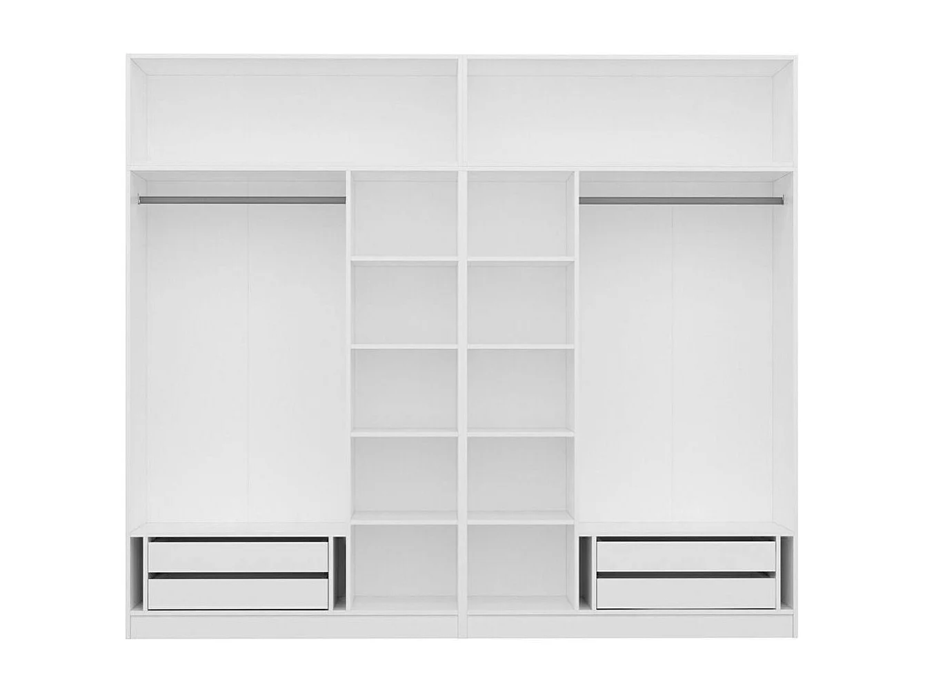 Armoire penderie blanche, 8 portes 4 miroirs BYRON