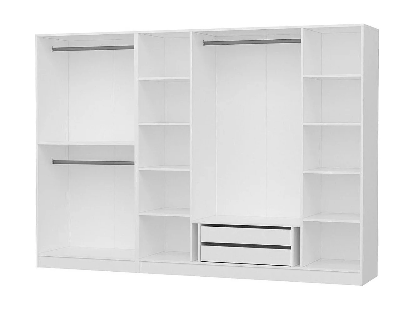 Armoire dressing ouvert blanc, 3 portants BYRON