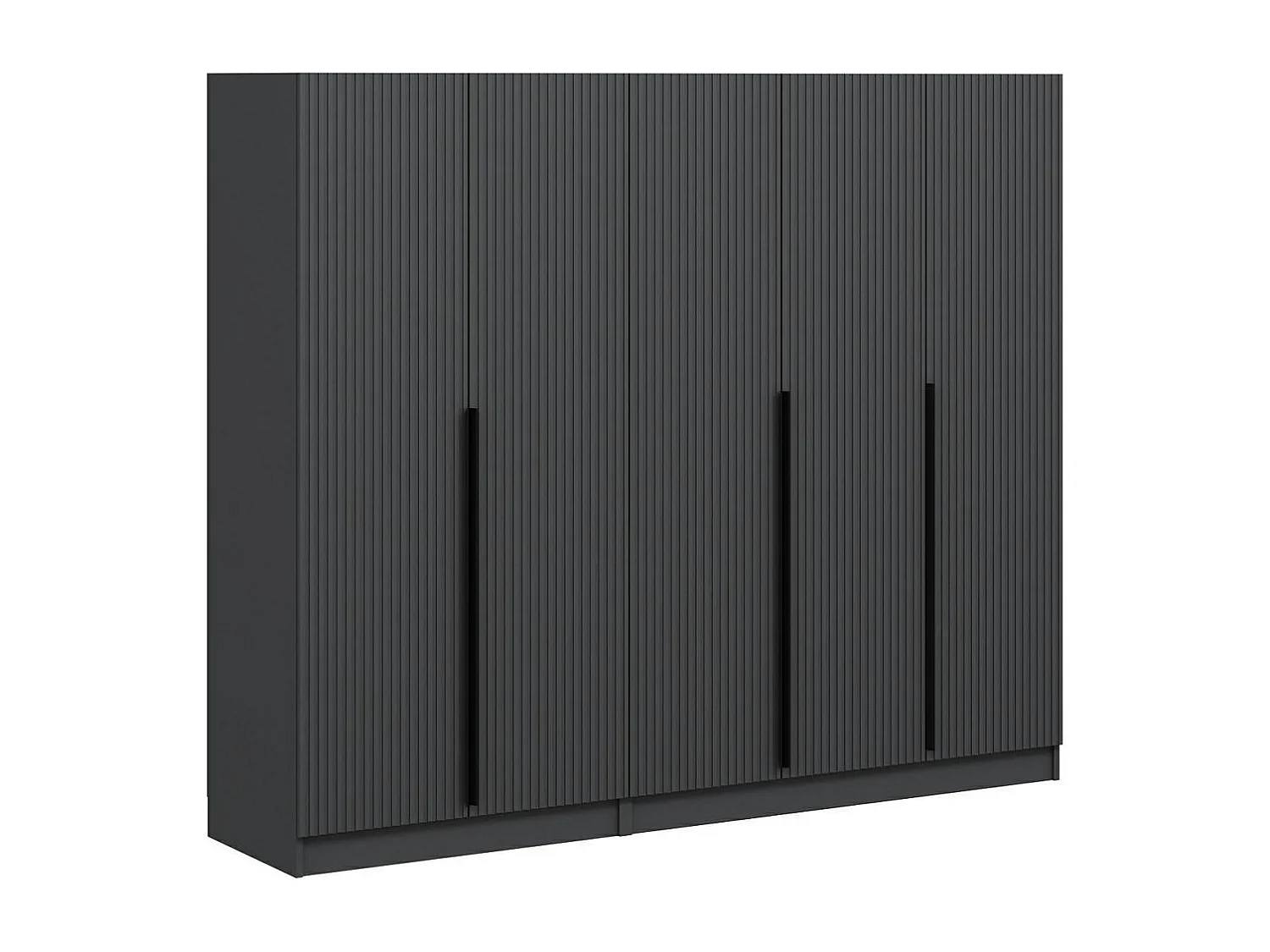 Armoire penderie grise 5 portes rainurées 3 portants BYRON