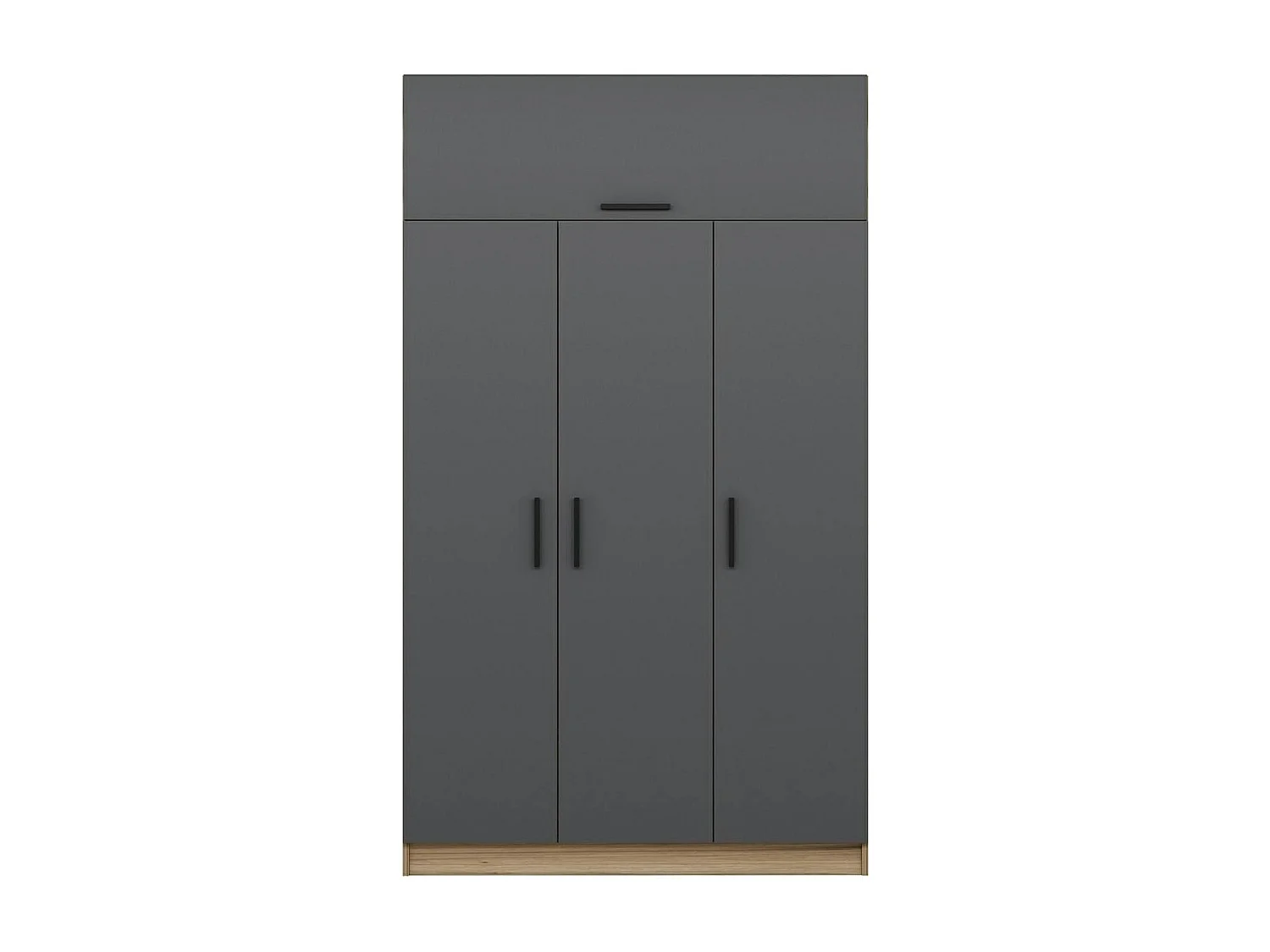 Armoire penderie 4 portes gris & effet bois, 1 tringle BYRON