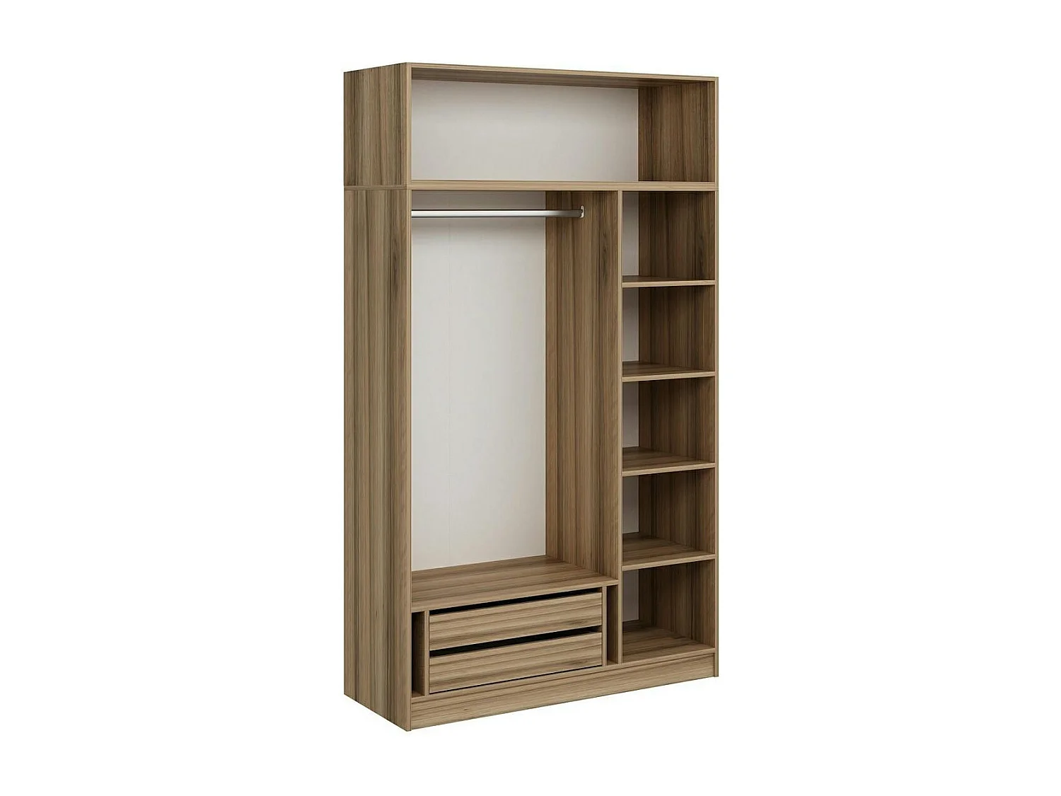 Armoire penderie 4 portes gris & effet bois, 1 tringle BYRON