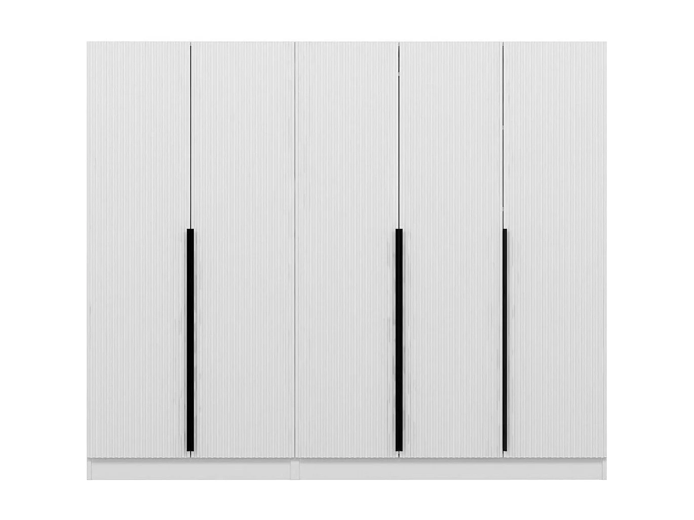 Armoire penderie blanche, 5 portes rainurées 3 portants BYRON