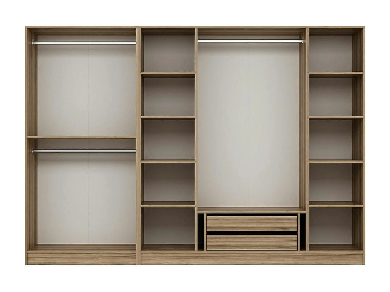 Armoire dressing ouvert effet noyer, 3 portants BYRON