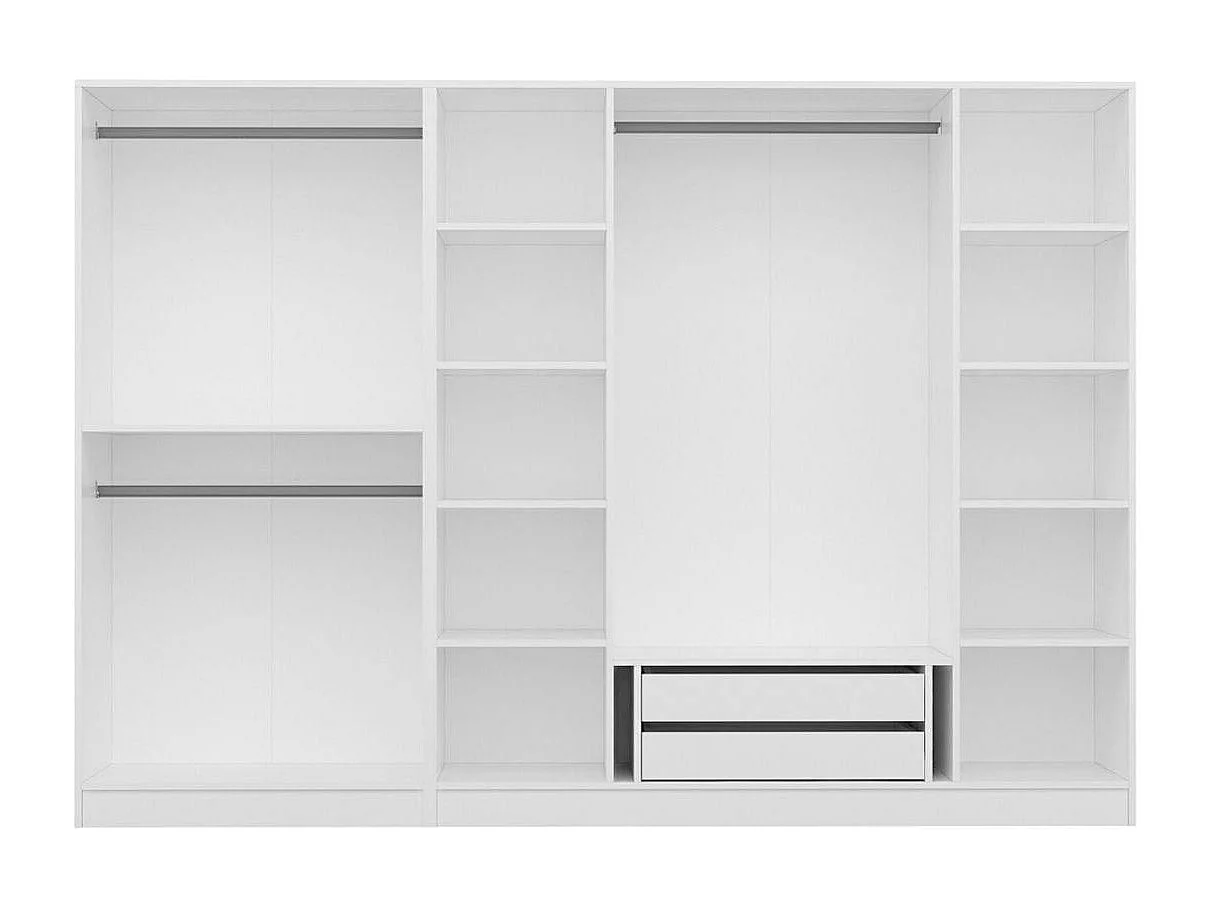 Armoire dressing ouvert blanc 3 portants 190 cm BYRON