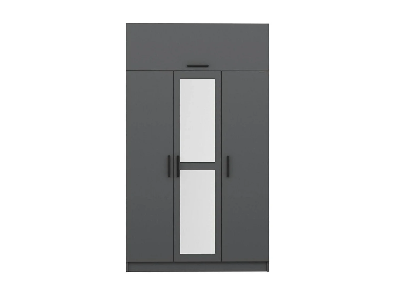 Armoire penderie grise 4 portes et 2 miroirs BYRON