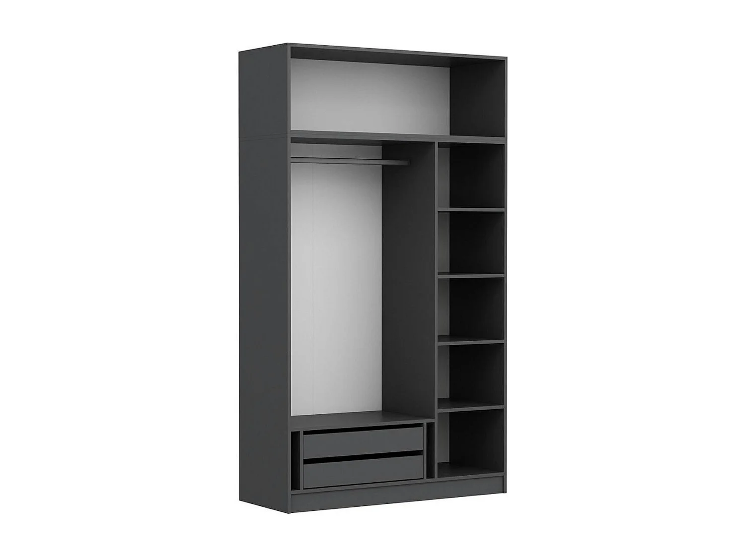 Armoire penderie grise 4 portes et 2 miroirs BYRON