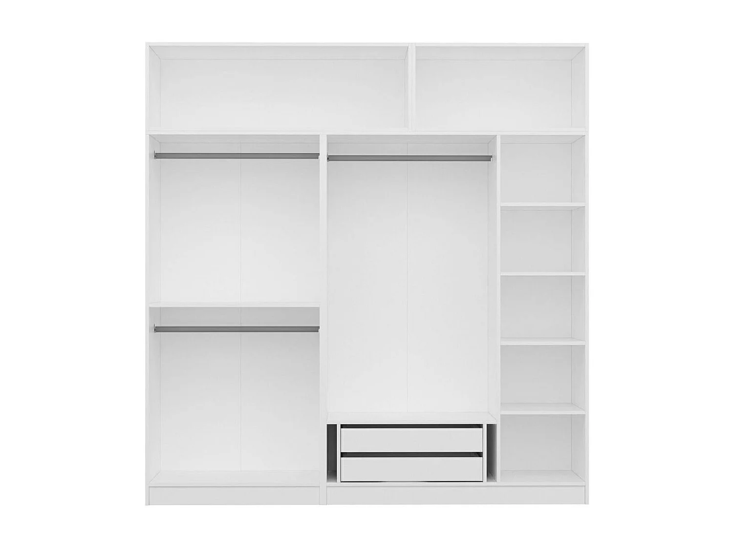 Armoire dressing blanche 7 portes vitrées 5 portants BYRON