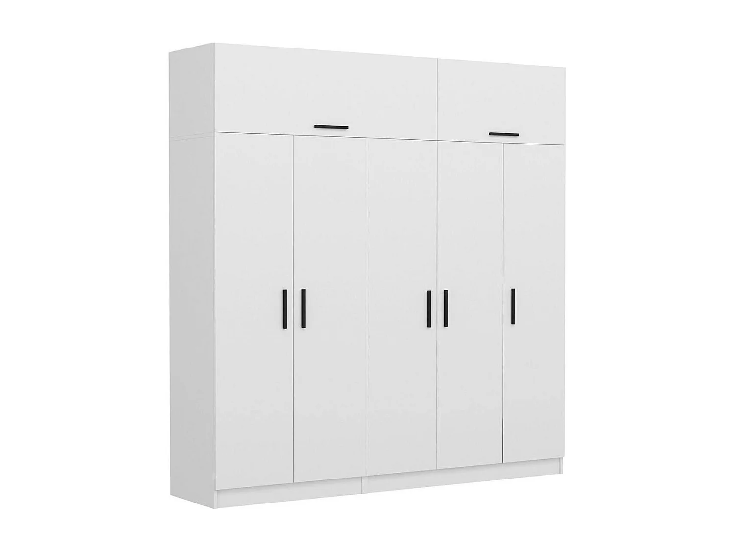 Armoire dressing blanche 7 portes vitrées 5 portants BYRON